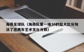 海燕足球队(海燕队第一场30的超大比分淘汰了近两年艺术文化分数)